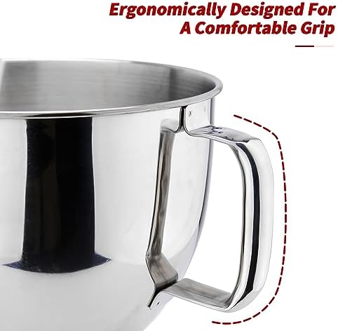 Stainless Steel Mixer Bowl 5QT Compatible with KITCHENAID TILT-HEAD STAND MIXERS 4.5-5 Quart, 5 Quart mixing bowl replacement