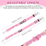 SlowTon Dog Seatbelt, 2 Pack Dog Seat Belt Car Leash Adjustable Elastic Bungee Buffer Heavy Duty Nylon Reflective Pet Safety Tether Connect to Dog Harness for Travel Riding in Vehicle (Daul Clip, PI)