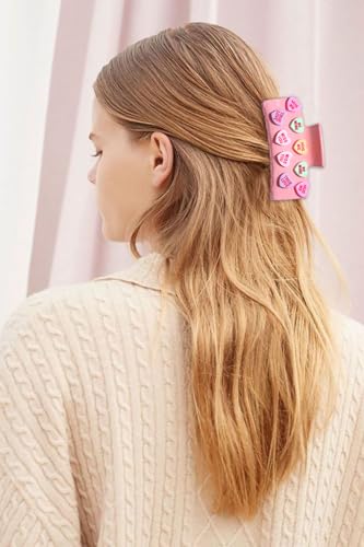Valentine’s Day Hair Claw Clips for Women, Large Conversation Heart Hair Clips Nonslip Pink Love XOXO Hair Claws Valentine’s Day Accessories Outfits Party Favor Gifts