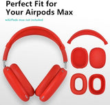 Case for Airpods Max Headphones, Ear Pad Cases Cover/Ear Cups Cover/Headband Cover for AirPods Max (USB-C/Lightning)(2024/2020), Silicone Cover for Airpod Max, Accessories Cass(Red)