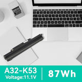Fancy Buying 87Wh/7800mAh Laptop Battery Replacement for Asus K53 K53E X54C X53S X53 K53S X53E A32-K53 A41-K53 - High Performance 9 Cells