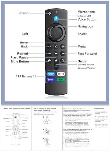 New Voice Remote Replacementf for FireStick 3rd Gen (L5B83G), Fit for TV Stick/ 4K Max, 2nd Gen, Lite, Cube(1st Gen & 3nd Gen)【not include Batteries】