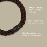 L. Erickson Grab & Go Pony Hair Ties - Espresso Brown - 8 Pack Grab and Go Ponytail Holders - Hair Ties No Damage - Brunette Dark Color Hair Bands Hair Accessories for Women