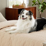 Bedsure 100% Waterproof Bed Cover for Dogs Washable - Non Slip Waterproof Dog Blanket for Bed, Lightweight Furniture Protector Durable for Pet Cat Puppy with Non-Slip Bottom, Beige, 82x102IN