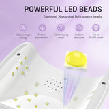 Melodysusie UV Nail Lamp, Plus30T UV Light for Gel Nails True 54W Professional Led Nail Dryer with 3 Timer, Smart Sensor, LCD Display, Detachable Tray Fast Curing Nail Art Tools Manicure Accessories