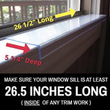 26.5 in. Long x 5.25 in. deep - Clear Cat and Dog Window Sill Protector - Durable Rigid Windowsill Cover Guards Against Pet Claws, Scratching, Drooling, Box of 1 Sill Protector with Mounting Coins