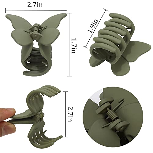 Butterfly Hair Clips 4Pcs Matte Claw Clips for Thin Hair, Cute Hair Accessories and Jaw Clips as Gifts