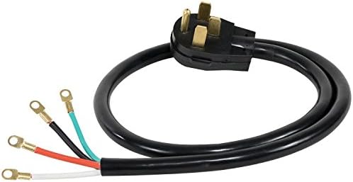 Certified Appliance Accessories 40-Amp Appliance Power Cord, 4 Prong Range Cord, 4 Wires with Eyelet Connectors, 4 Feet, Copper Wire