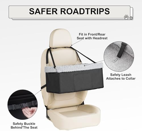 Dog Car Seats for Small Dogs, Upgrade Dog Booster Seat with Metal Frame Construction with Double-Layer Oxford, Perfect for Small Pets up to 20lbs