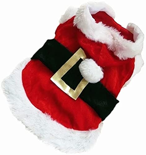 Idepet Santa Dog Costume Christmas Pet Clothes Winter Hoodie Coat Clothes for Dog Pet Clothing Chihuahua Yorkshire Poodle (S)