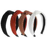 YISSION 4PCS Knotted Headbands for Women Girls Non Slip Wide Headband Fashion Head Bands Top Knot Headband for Women Black White Red Brown Headband Neutral Hairband Hair Accessories for Women