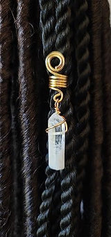 1 Quartz Crystal Loc Jewelry, Dreadlock Beads Copper Wire Wrapped Hair Coils Natural Gemstones Adornment for Women Braids Hair Decoration Accessories (Gold)