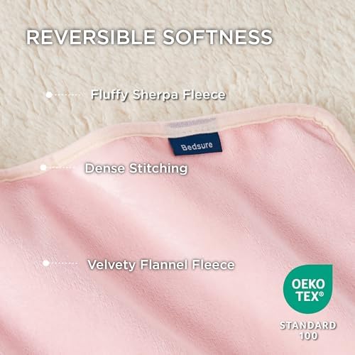 Bedsure Cat Blanket for Indoor Cats - Waterproof Calming Cat Blankets for Couch Protection, Sherpa Fleece Pet Blanket, Soft Plush Reversible Throw Furniture Protector, 50"x40", Pink