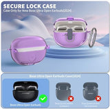 [Secure Lock] for Bose Ultra Open Earbuds Case(2024), TUDIOW Clear TPU Shockproof Protective Cover for Bose Open Ear Wireless Earbuds Accessories with Cleaning Kit & Keychain (Clear Purple)