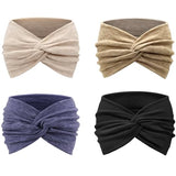 DRESHOW Extra Wide Headbands for Women Cotton Turban Knotted Bandana Head Bands Non Slip Boho Hair Accessories for Sports & Yoga