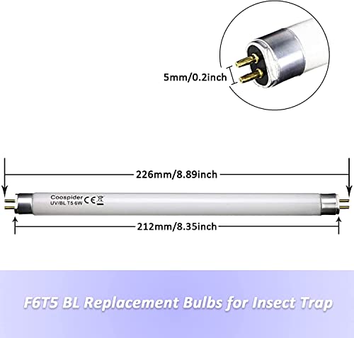 coospider-repta 6 Pack 32050 Replacement Bulbs for DynaTrap DT2000XLP DT2000XL DT3012, F6T5/BL DynaTrap 1 Acre Mosquito & Flying Insect Trap Replacement UV Bulb, Bug Zapper Replacement Bulb