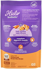 Halo Holistic Dog Food Cage Free Chicken & Brown Rice Formula, Healthy Grains Dry Dog Food, Complete Digestive Health, Kibble for Adult Dogs, 10 lb Bag