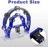 EASTROCK Drum Set Tambourine with Mounting Eye Bolt,Tambourine for Drum Set,Hi Hat Tambourine Double Rows of Jingles (Blue)