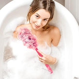 4Pack Back Scrubber for Shower, Evmliy Loofah Sponge Brush Exfoliating Body, Long Handle Scrub Brush for Shower with Loofah on a Stick for Back Use, Bathing Accessories Body Brushes (4Pack)