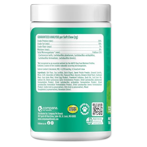 Doggie Dailies Probiotics for Dogs - Advanced Dog Probiotics with Prebiotics - Promotes Digestive Health - Supports Immune System and Overall Health (Duck) 225 Soft Chews