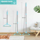 Carpet Rake for Pet Hair Removal, Reusable Pet Hair Removal Tool 56” Adjustable Long Handle Pet Hair Removal Broom, Cat Dog Hair Remover Carpet Brush Scraper for Rugs, Mats, Couch (Sky Blue)