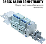 10 Piece Aluminum DIN Rails, 12 Inches Long, 35mm Wide, 7.5mm High, Top Hat Slotted DIN Rail with RoHS, Extra Premium Screws Included for Hardware Components Mounting