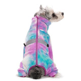 Dog Coats for Small Dogs, Polar Fleece Dog Pajamas Bodysuit, Puppy Onesies Tie Dye Jumpsuits, Dogs Warm Clothes Four-Legged, Doggie Fullbody Winter Jacket Vest
