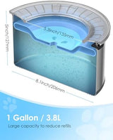 1Gallon Large Dog Water Bowl No Spill, [Anti Digging Lid & Rubber Bottom] Spill Proof Dog Bowl, Anti Splash Mess Dripless Slow Drinking Stainless Steel Water Bowl for Sloppy Messy Drinkers Car