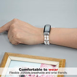 Wongeto Compatible with Fitbit Luxe Bands,Fashion Handmade Elastic Stretch Pearl Bracelet Women Replacement Strap for Fitbit Luxe accssorises