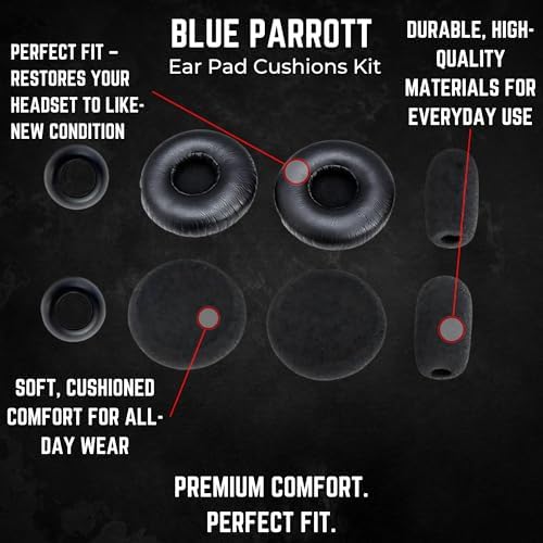 Ear Cushion Kit for Blue Parrott C400-XT Bluetooth Headset 204159 - Replacement Accessories - Ear Cushions, Microphone Foam Windscreens Covers by Global Teck
