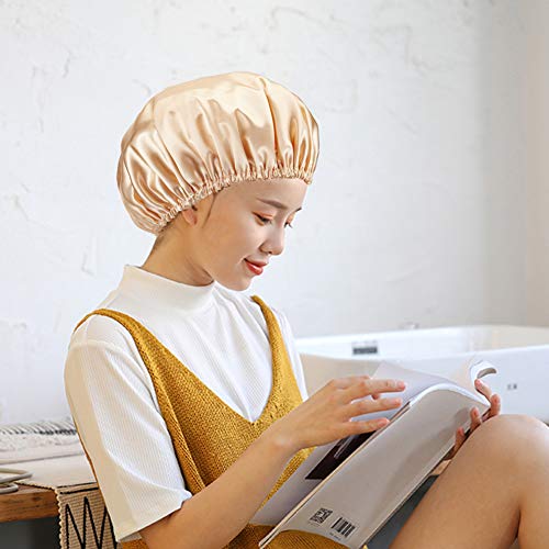 AmazerBath 4-Pack Shower Caps for Women, Double Waterproof Layers Bathing Shower Hat Hair Protection EVA Shower Caps Reusable, Medium Size
