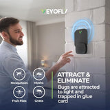 VEYOFLY Flying Insect Trap for Indoors - Plug-in Fly Traps: Catch Fruit Flies, Mosquitoes, Gnats, Moths & Other Insects with UV Light and Sticky Board - Gnat Killer for Home. (4-PK Device Black)