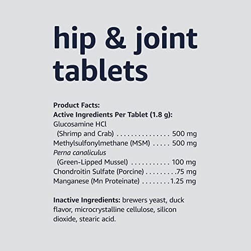 Amazon Basics Dog Hip & Joint Chewable Tablets, Duck Flavored, 90 Count (Previously Solimo)