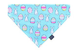Easter over the collar dog bandana, handmade pastel color spring slip on pet bandana (Bunnies and Easter Eggs, Large)