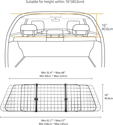 Amazon Basics Adjustable Dog Car Barrier, 16 inch, Black