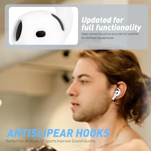 Seltureone 6 Pairs Ear Hooks for AirPods 4 [Added Storage Pouch], Sport Non-Slip and Anti-Slip Earbuds Ear Tips Accessories Compatible with AirPods 4th Generation Released 2024
