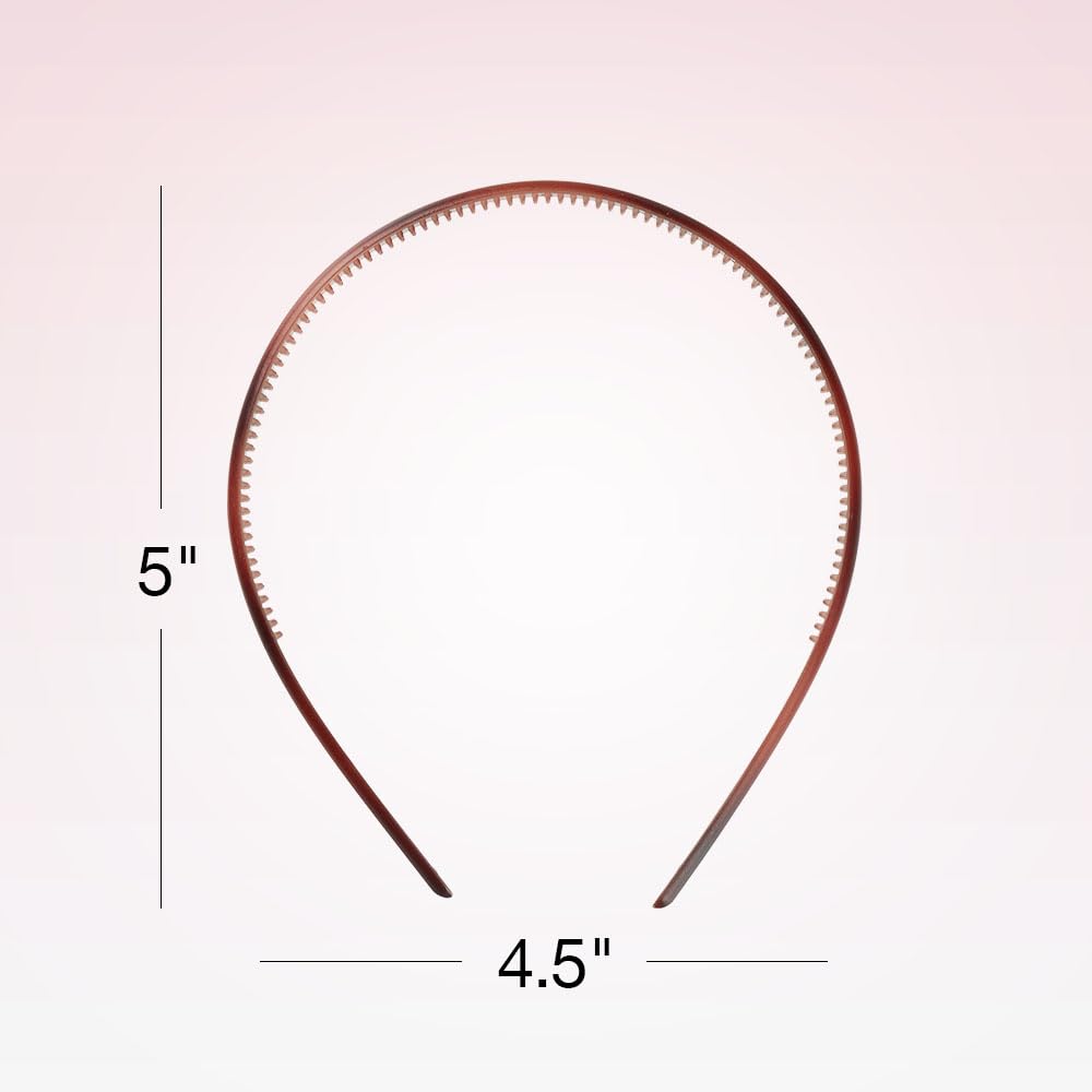 Scunci by Effortless Beauty Skinny headband -plastic Headbands for Women and Men - hair accessories for women - Assorted Tortoise - 4 Count