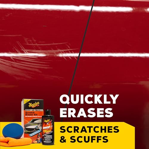Meguiar's Quik Scratch Eraser Kit, Car Scratch Remover That Removes Blemishes, Includes Meguiar's ScratchX, Drill-Mounted Pad, Microfiber Towel - 3 Count (1 Pack)