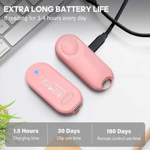 RF Remote Control Page Turner for Kindle Paperwhite,Kindle Accessories Remote Photo and Video for E-Book iPhone iPad Android Tablets Reading Novels Comics Remote Control Extenders(Pink)