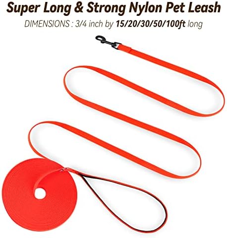 lynxking Dog Training Leash Long Obedience Recall Agility Leash 15ft 30ft 50ft Tracking Lead Perfect for Training Play Camping and Backyard