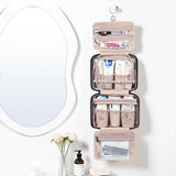 NISHEL Travel Toiletry Bag for women, Portable Hanging Organizer for Travel-Sized Shampoo, Conditioner, Brushes Set, makeup Accessories, Medium Size, Black