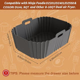 2PCS Ninja Air Fryer Liners, Non-Stick Silicone Air Fryer Liners for Ninja DZ201/DZ401 DZ550 8-10 QT, Air Fryer Liners Baking Tray for Ninja Chefman COSORI 2 Basket Air Fryer, Air Fryer Accessories