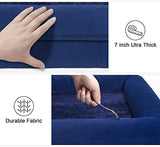 Dog Bed for Extra Large Dogs, Orthopedic Washable Dog Bed with Removable Bolster, Waterproof Pet Bed with Nonskid Bottom, Blue