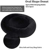 Coohom Oval Calming Donut Cuddler Dog Bed,Shag Faux Fur Cat Bed Washable Round Pillow Pet Bed(30"/36"/43") for Small Medium Dogs (XXL(43"x34"x8"), Dark Grey)