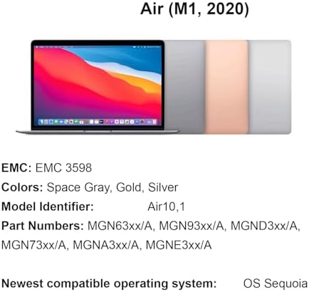 Replacement for Air 13" M1 2020 A2337 EMC 3598 MGN63 MGN93 MGND3 MGN73 MGNA3 MGNE3 13.3 inches 2560x1600 Full LCD Screen Complete Top Assembly (Space Gray)