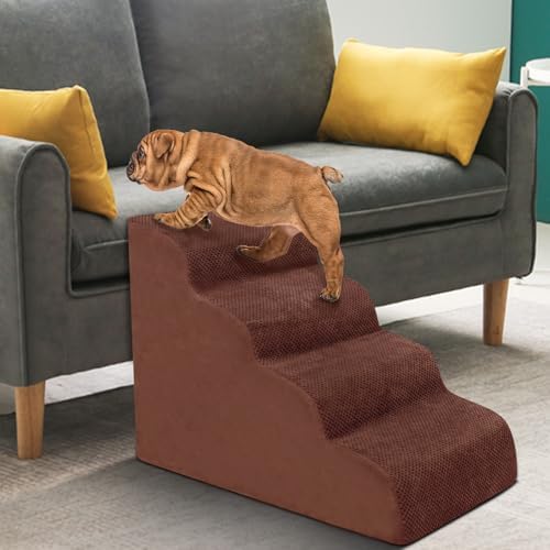 Dog Stairs for Small Dogs - High Density Foam Dog Ramp, Extra Wide Pet Steps with Non-Slip Bottom for High Beds, Couche and Sofa, Best for Dogs Injured, Older Dogs Cats, Pet