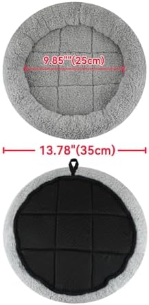 Enjoying Small Cat Bed Mat, 13.78" Round, Self Warming Cat Bed with Pillow Around, Dog Kitty Curling Sleep Cushion, Soft Cat Pad for Carrier/Crate, Rabbit Warm Bed, Antiskid Bottom, Small
