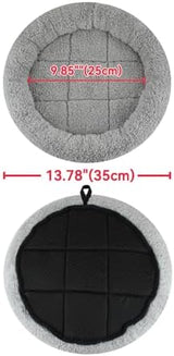 Enjoying Small Cat Bed Mat, 13.78" Round, Self Warming Cat Bed with Pillow Around, Dog Kitty Curling Sleep Cushion, Soft Cat Pad for Carrier/Crate, Rabbit Warm Bed, Antiskid Bottom, Small