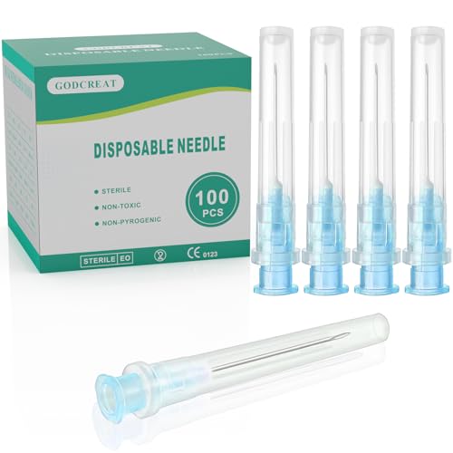 23 Gauge 1 Inch/25MM Luer Lock Needle Pack of 100 for Industrial Accessories Supplies, Individually Packaged
