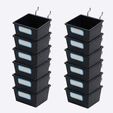 FRIMOONY 16 Pack Pegboard Bins with Hooks and Labels, for Organizing Accessories, Black